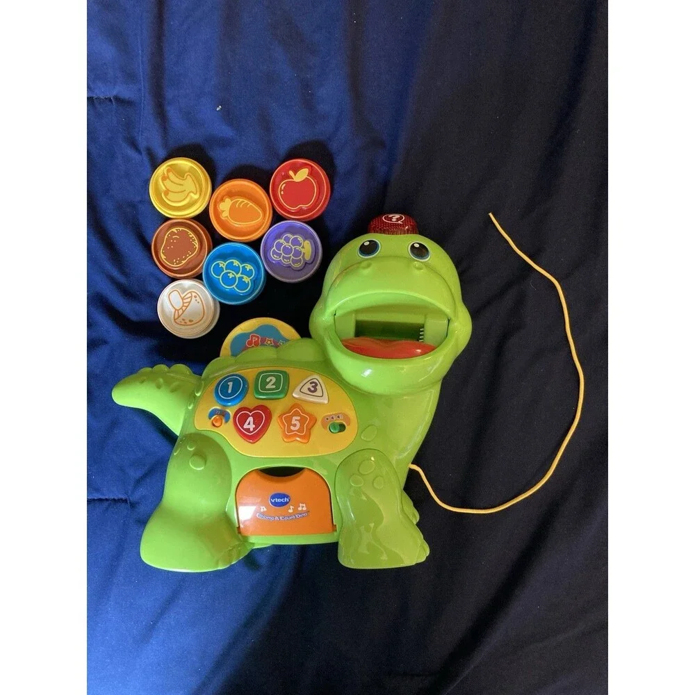 VTech Chomp and Count Dino 7 Coins Teaches Shapes Numbers Colors